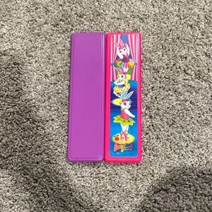 Vintage 90s Lisa Frank Bunny Ballerina Pink and Purple Pencil Case.